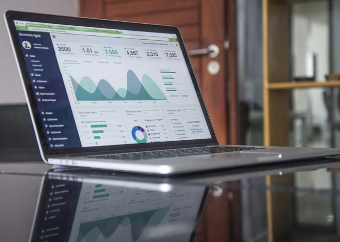 Transfer pricing analysis charts on laptop